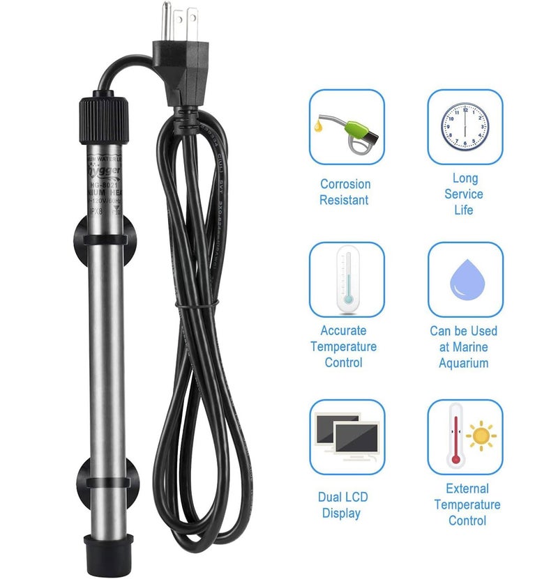hygger Pinpoint Saltwater Aquarium Heater with Digital Thermostat IC Temp Controller, Titanium Tube Submersible Fish Tank Heater for Coral Reef 200 Watt - Image 3